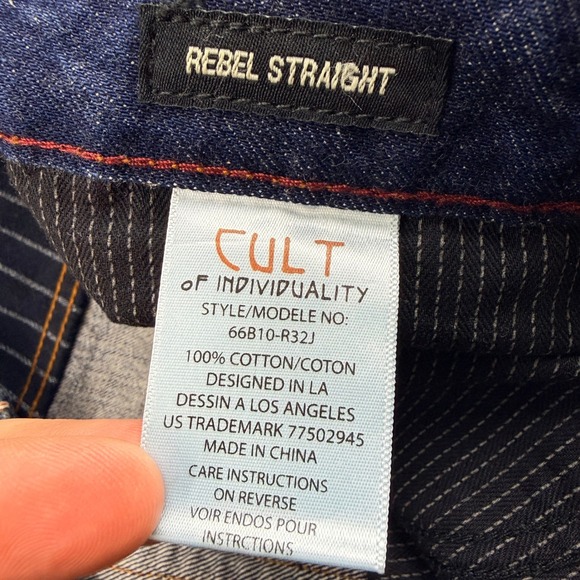 Cult of Individuality Rebel Straight Jeans Men's Distressed Blue Size 36x34 NWT - Picture 6 of 11